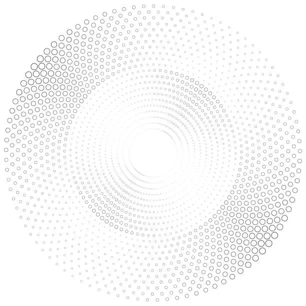 Vector illustration of Concentric circles of varying dot sizes create a delicate radial gradient.