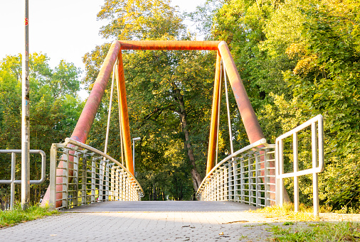 The famous pedestrian bridge located in Claussscher Park. A walk and bike way to connect the south of the city and the city center.