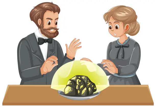 Vector illustration of Marie Curie and Pierre Curie: Founders of Uranium