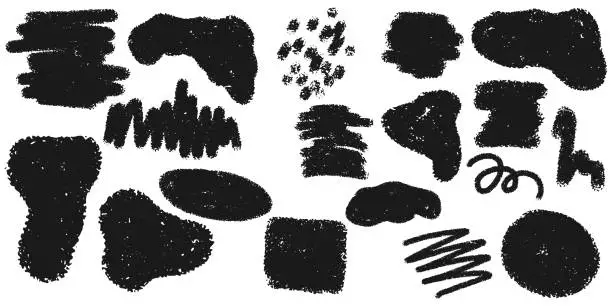 Vector illustration of Set of textured grunge doodles, brush strokes, old paint. Vector elements.