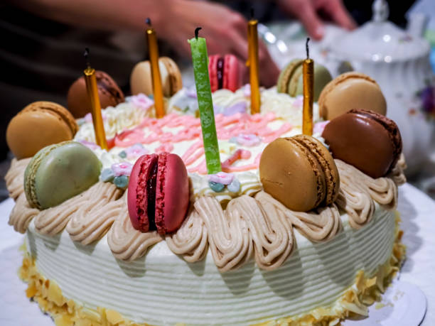 Close-up of a birthday cake in a home environment