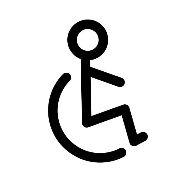 Vector illustration of Simple wheelchair icon. Disability sign icon. Vector.