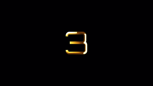 Loop Number Three gold text shine light motion effect animation on black abstract background. promote advertising concept isolate using QuickTime Alpha Channel proress 444