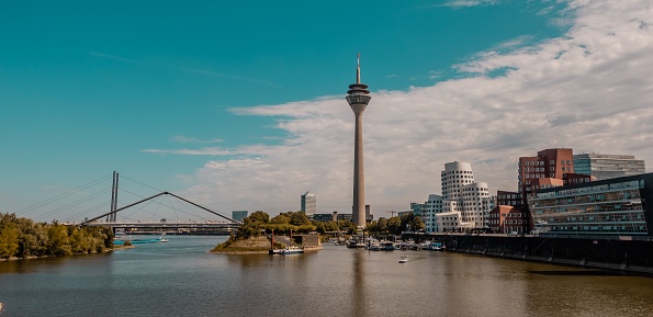 Dusseldorf, Germany – August 14, 2023: The cityscape of Dusseldorf on a sunny day