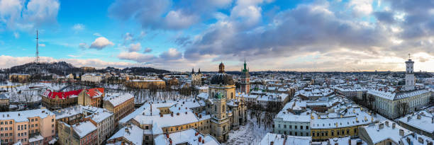 istock Panoramic view on Lviv in winter from drone 1798450210