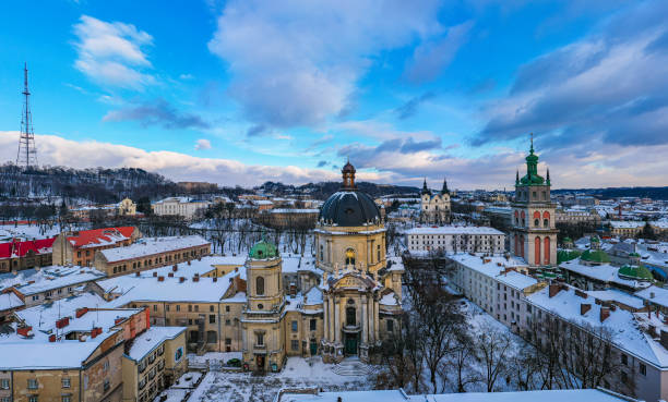istock Panoramic view on Lviv in winter from drone 1798454587