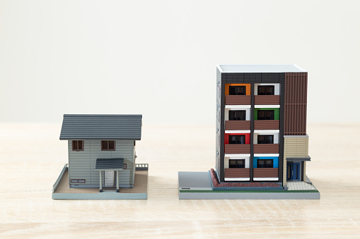 Models of apartments and detached houses