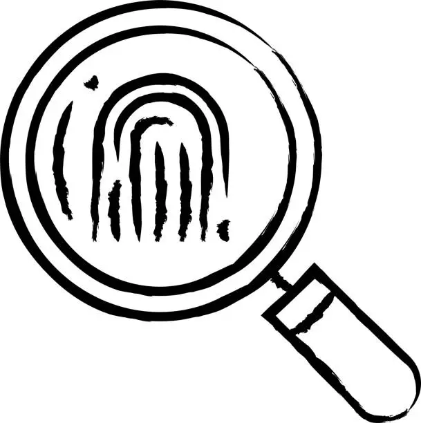 Vector illustration of Search Fingerprint hand drawn vector illustration