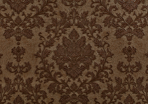 Vintage shimmery brown wallpaper with floral pattern. Expensive wallpaper.