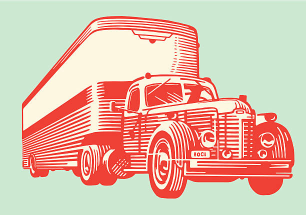 semi 배달차 - vintage vehicle stock illustrations