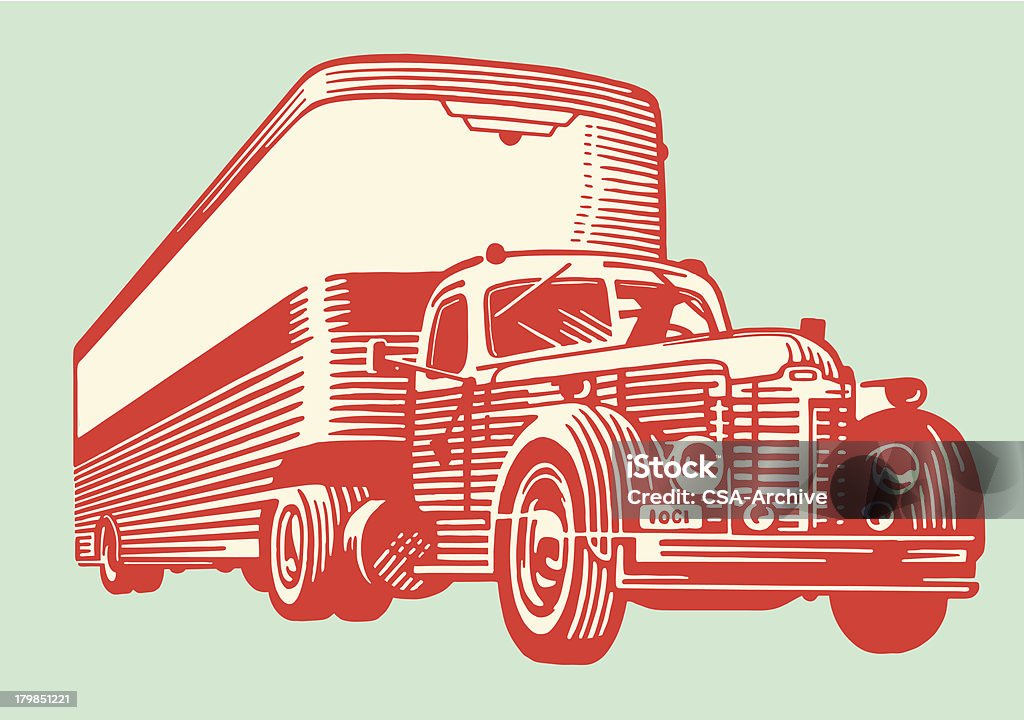 A drawing of a vintage semi truck Semi Truck Truck stock vector