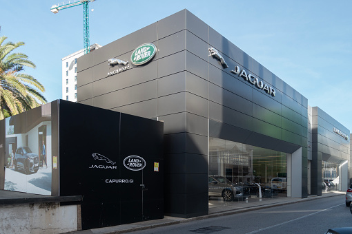 Showrooms for Jaguar and Landrover in Line Wall Road, Gibraltar operated by A.M. Capurro, the official dealer in the city.