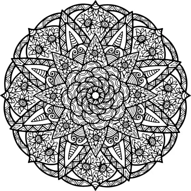 Vector illustration of Mandala 289, ethnic, swirl pattern, object isolated on white background.