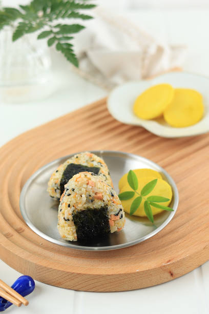 Japanese Onigiri, Triangle Shape Rice Ball with Takuan