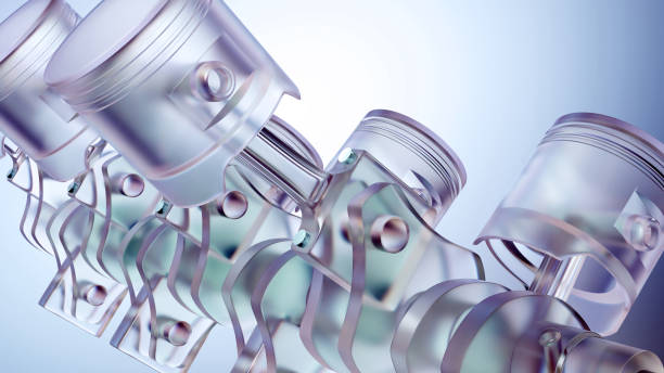 istock automobile engine v8 Working, Moving pistons and crankshafts,  Holographic X-ray, Stylized colorful Transparency, Mechanical Parts, 3d render 1798554889