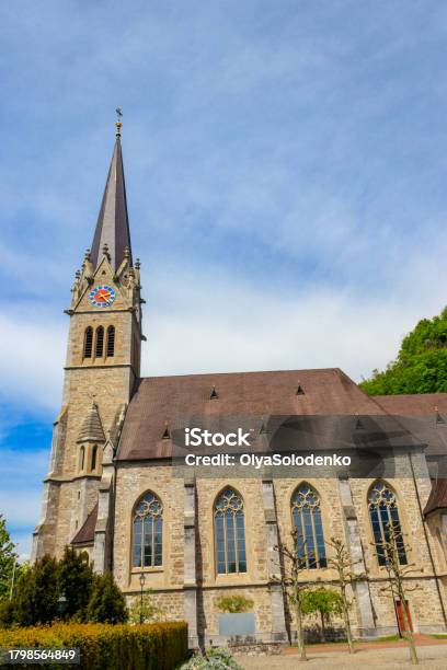 Vaduz Cathedral Or Cathedral Of St Florin Is A Neogothic Church In Vaduz Liechtenstein Stock Photo - Download Image Now