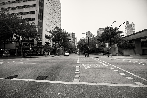 New York, USA - August 14, 2012: Quiet traffic on the streets of New York during the summer