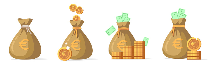 Money bag icon. Euro currency symbol illustration.Vector illustration