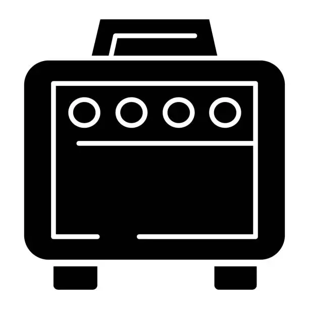 Vector illustration of Amplifier solid icon. Sound amplifier vector illustration isolated on white. Musical amp glyph style designed for and app. Eps 10.