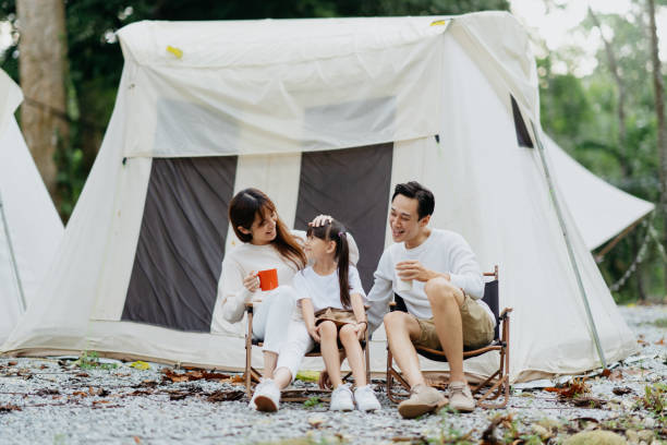 istock Asian family having fun next to the tent 1798593167