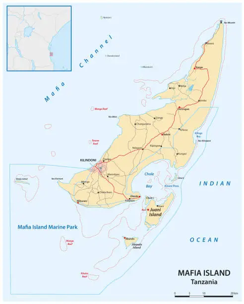 Vector illustration of Map of the Tanzanian Island Mafia Kopie