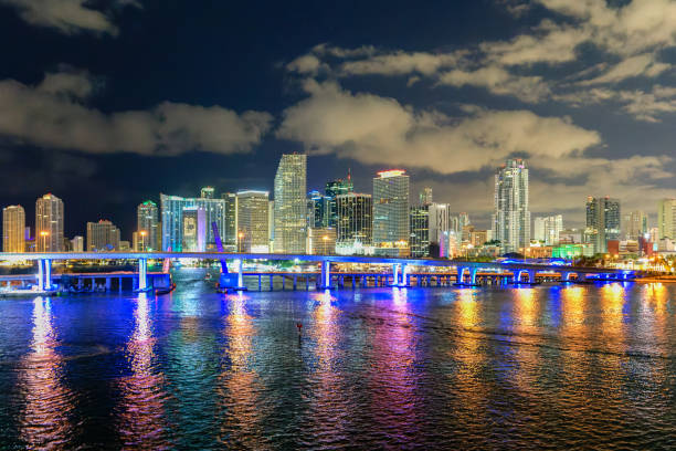 Miami city at night time, USA