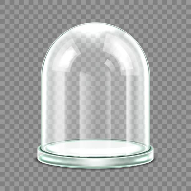 istock Glass dome with glass tray isolated on white background. Realistic 3d detailed spherical glass dome cover. Vector illustration 1798611734