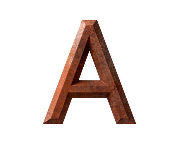 Letters made of rusty metal. 3d illustration of rust iron alphabet isolated on white background