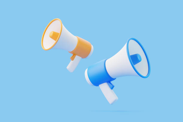 istock Cartoon megaphones on blue background 1798625447