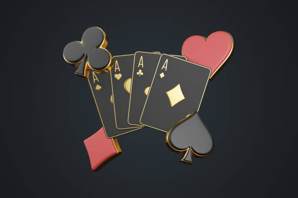 istock Playing cards with aces cards symbols on a black background 1798630519