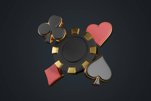 istock Casino chips and aces cards symbols on a black background 1798632861