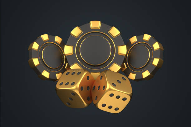 istock Casino chips and gambling dices  on a black background 1798633445