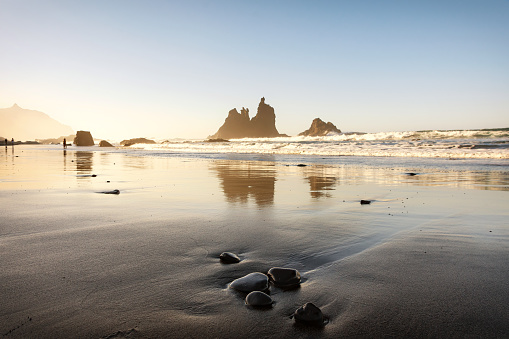 Playa Benijo, Benijo beach is a wild beach with big waves and black volcanic sand, located on the north of Tenerife, Canary Islands