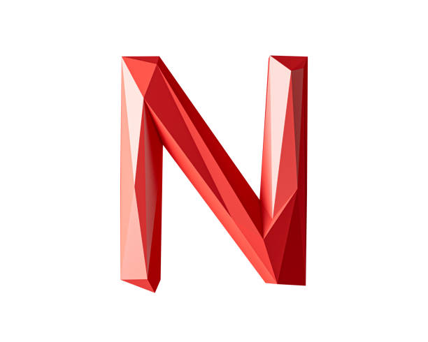 Letters made of low poly red material