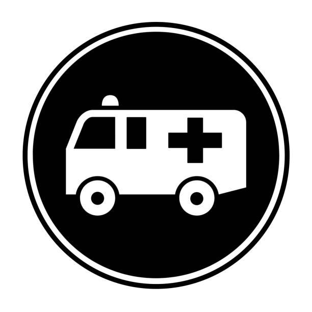 black and white ambulance icon illustration black and white ambulance icon illustration cartoon of caduceus medical symbol stock illustrations