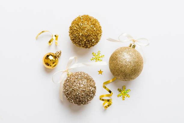 istock Christmas ball on colored background. decoration bauble with ribbon bow with copy space 1798661678