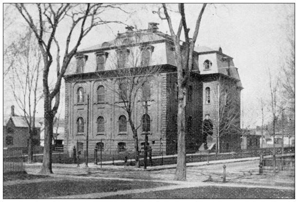 istock Antique image of Hampden County, Massachusetts: Springfield, Central Street School 1798672055