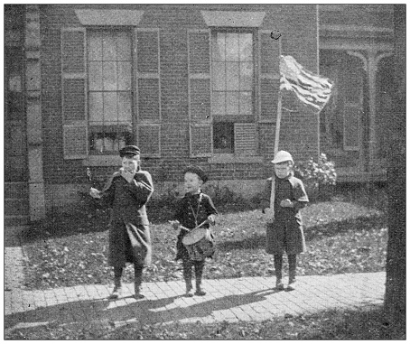 Antique image of Hampden County, Massachusetts: Springfield, Children dressed as guards