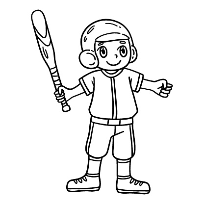 Boy Holding A Baseball Bat Isolated Coloring Page Stock Illustration ...