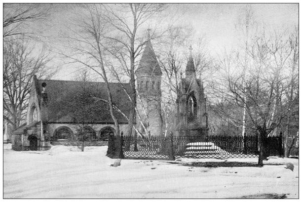 istock Antique image of Hampden County, Massachusetts: Springfield cemetery, Peabody memorial, Chapel 1798677834