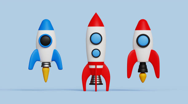 istock 3D business start up concept. Entrepreneurship, future innovation, vision, fast growth and boost. Set of three rockets. 3d illustration 1798688321