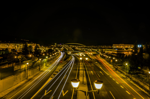 Spain navarra highway in the night