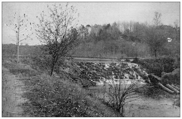 istock Antique image of Hampden County, Massachusetts: Springfield, Waterfall 1798697808
