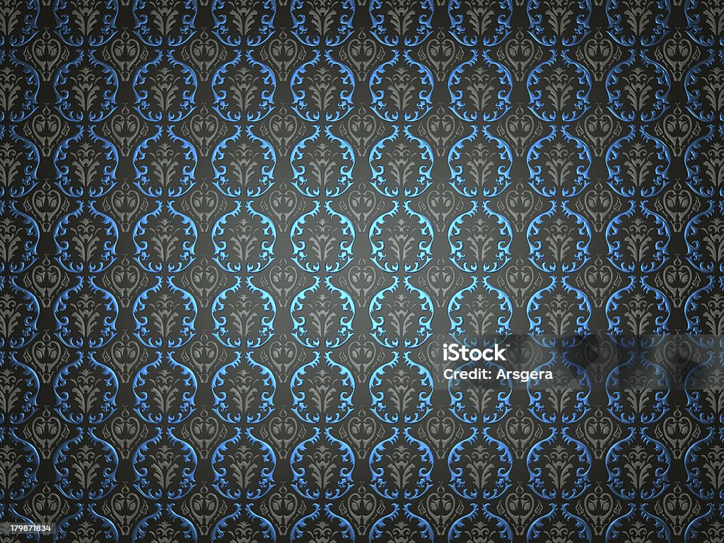 ブラックの素材にブルーのビクトリア朝様式の装飾 - クローズアップのロイヤリティフリーストックフォト