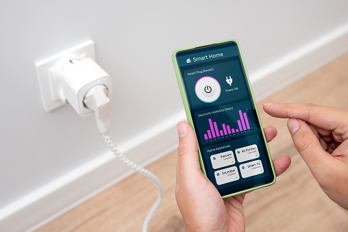 Smart home app with energy efficiency monitor. Smart plug monitoring