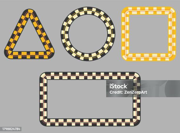 Checkered Design Frames Set Square Circle Triangle Rectangle Geometric ...