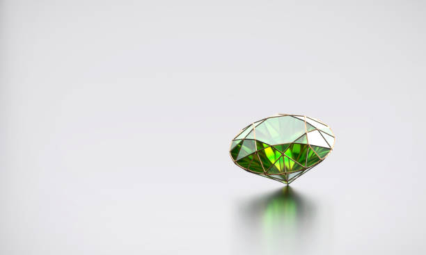 istock Green emerald isolated on glossy background 3d rendering 1798830720