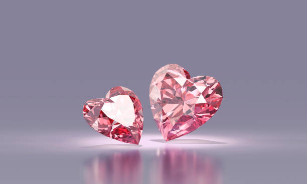 istock Abstract pink heart shape diamond gem placed on glossy background 3d rendering 1798830834