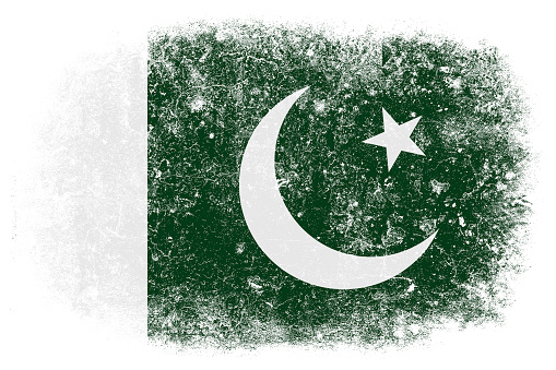 Grunge flag of Pakistan on white background.