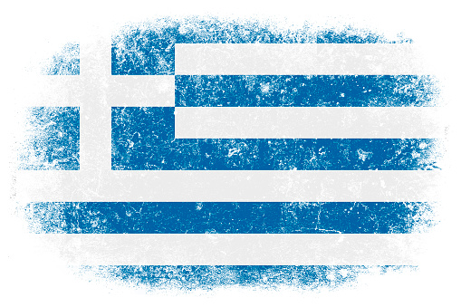 Grunge Greek flag on white background.